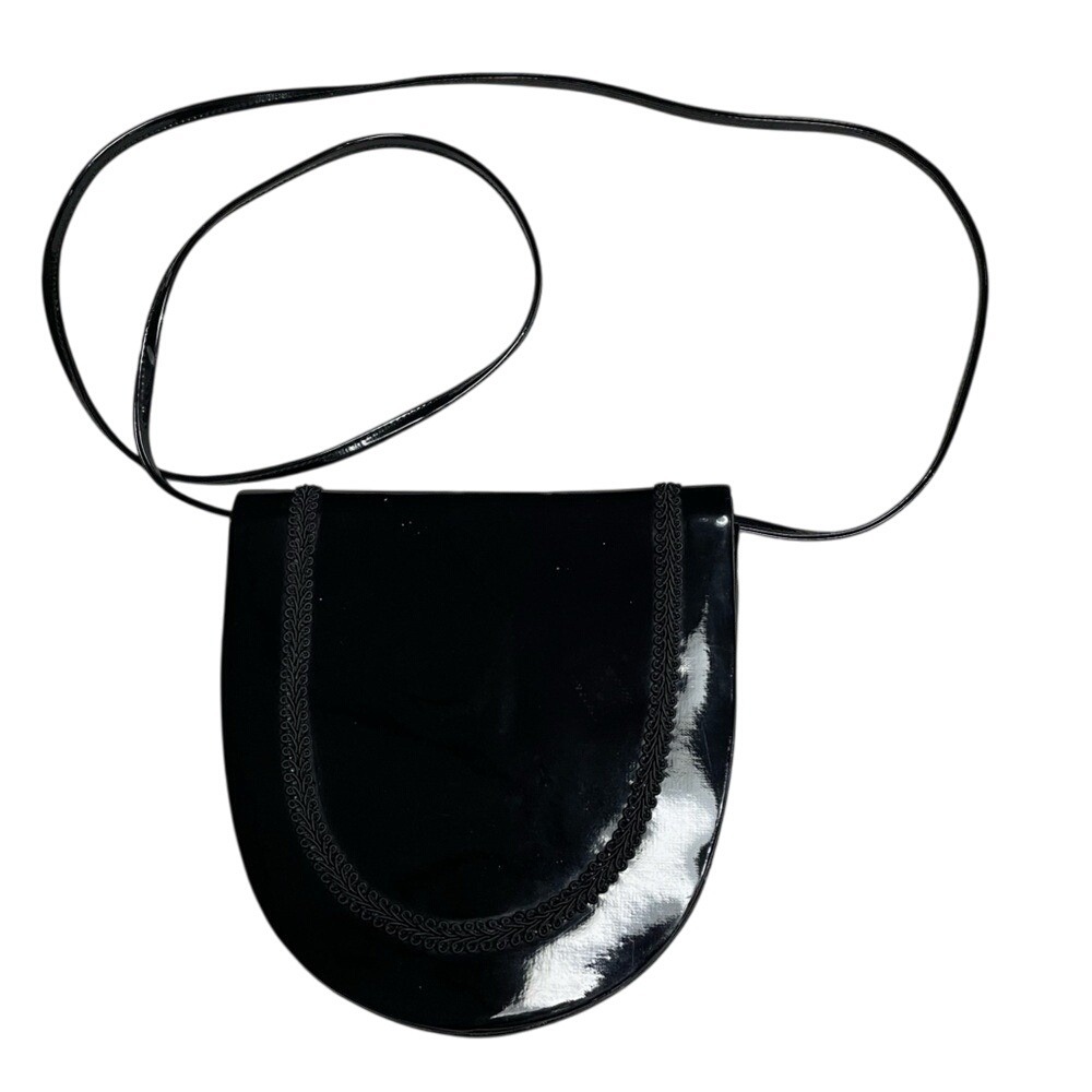 Axcess vintage black vinyl evening bag, purse, magnetic closure, shoulder bag